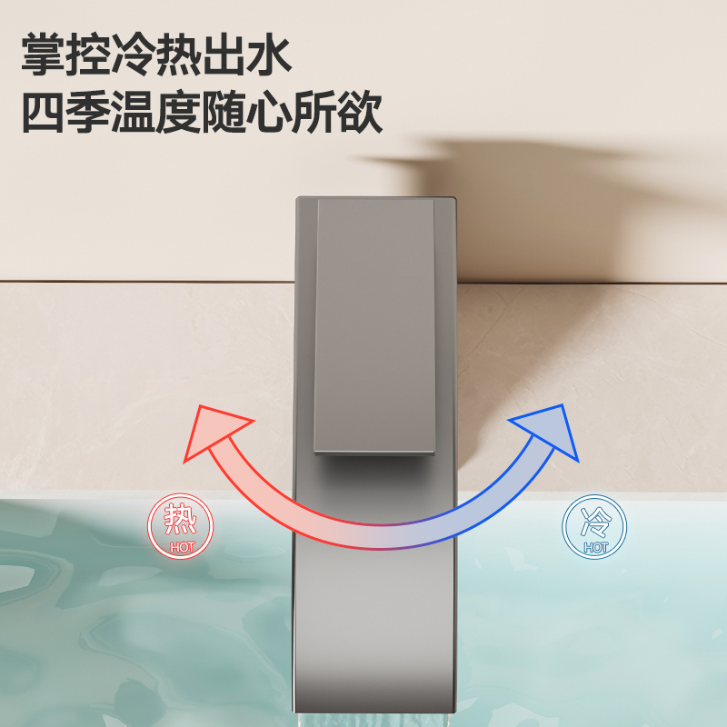 Cross-border waterfall hot and cold water faucet, American washbasin faucet, countertop basin, washbasin, bathroom cabinet Specification drawing