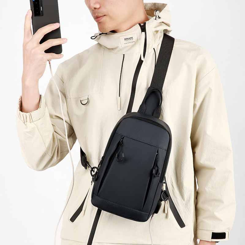Cross-border men's chest bag, large-capacity multi-functional single-shoulder bag, men's fashionable Korean version versatile crossbody bag, business chest bag details Picture