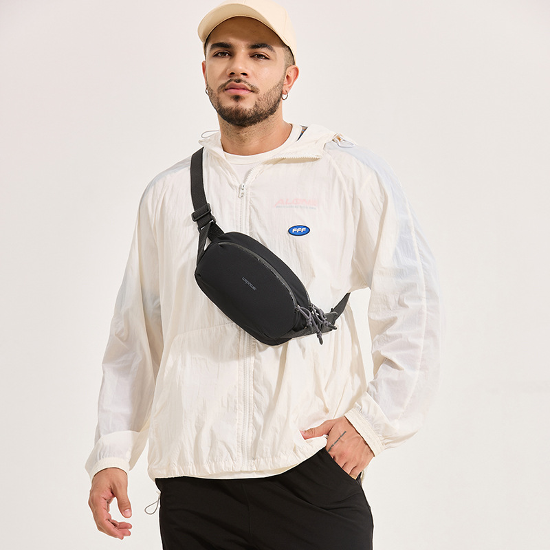WEPOEWR's new men's chest bag, personalized sports crossbody bag, commuting single-shoulder crossbody bag, mobile phone waist bag details Picture
