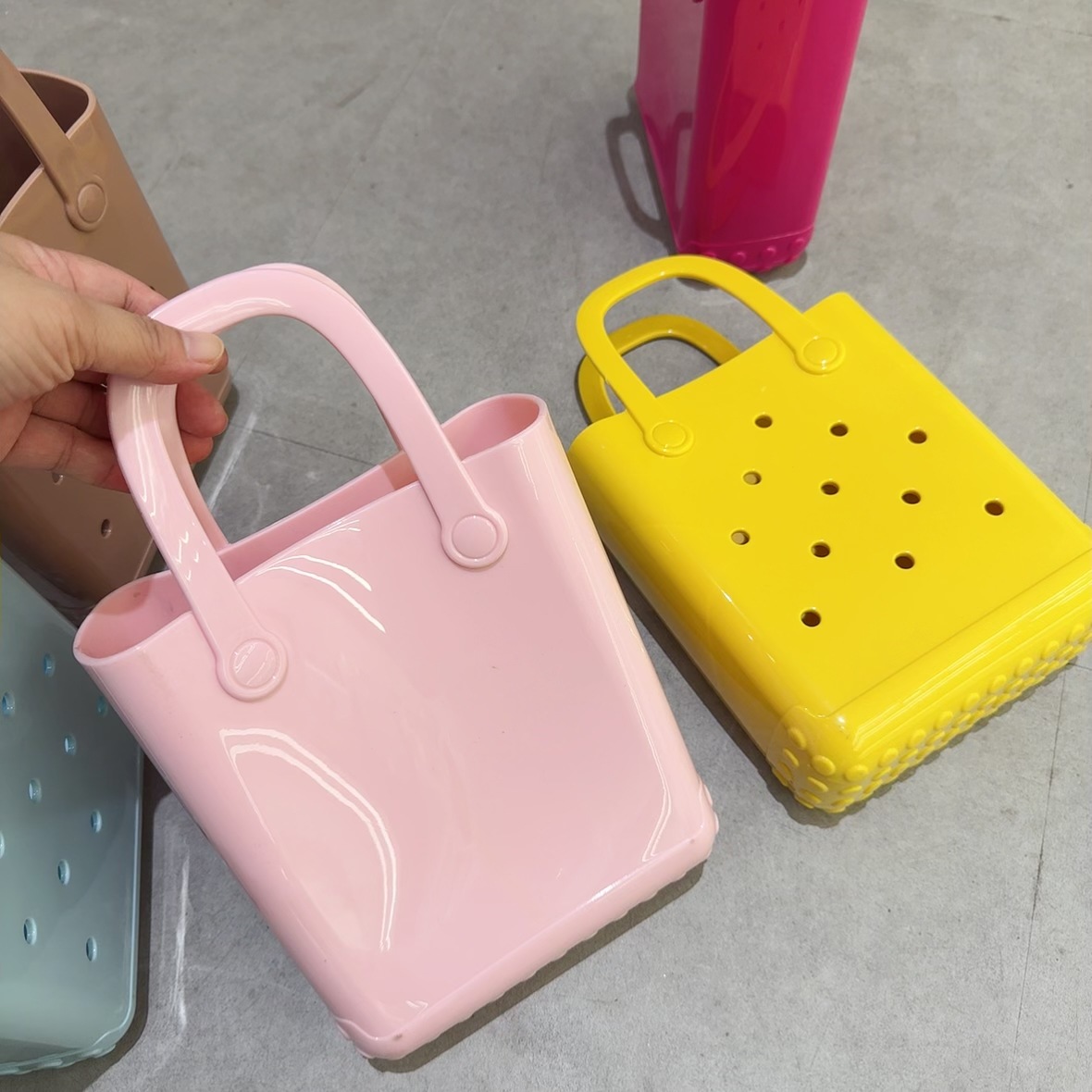 Jelly Bag 2025 New Cross-border DIY Hole Bag, women's bag, Macaron-colored beach wash basket bag, pvc bag Specification drawing
