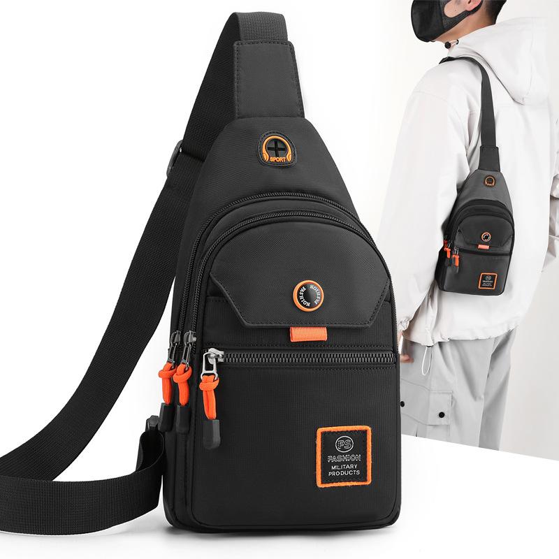 New trendy casual chest bag, men's Oxford fabric sports small backpack, commuting single-shoulder bag, coin purse, Korean version crossbody bag full figure