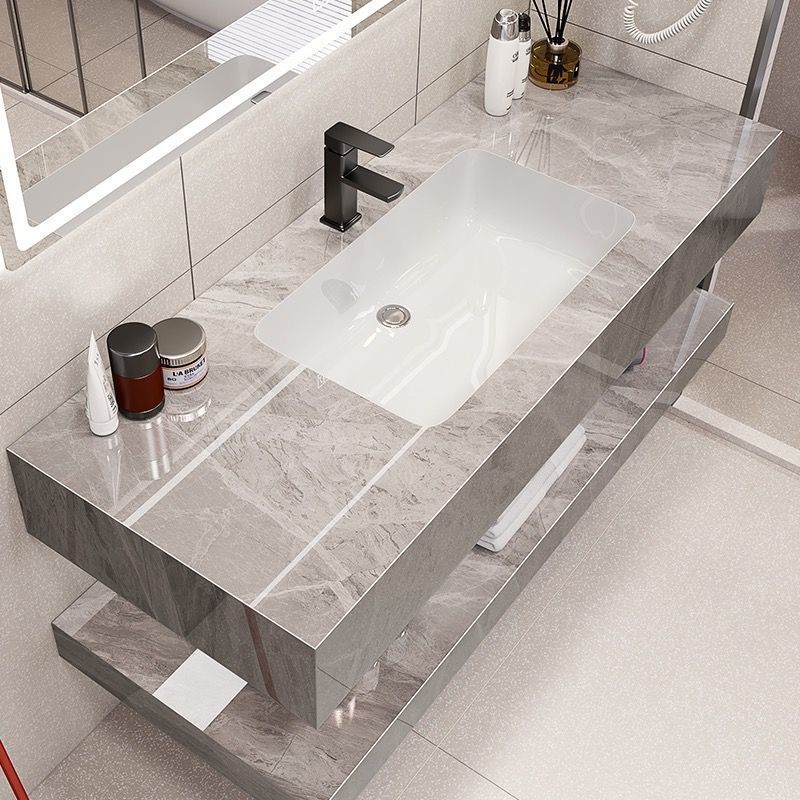 Double-layer rock plate integrated basin, bathroom cabinet, ceramic seamless washbasin, bathroom washbasin, bathroom cabinet processing details Picture