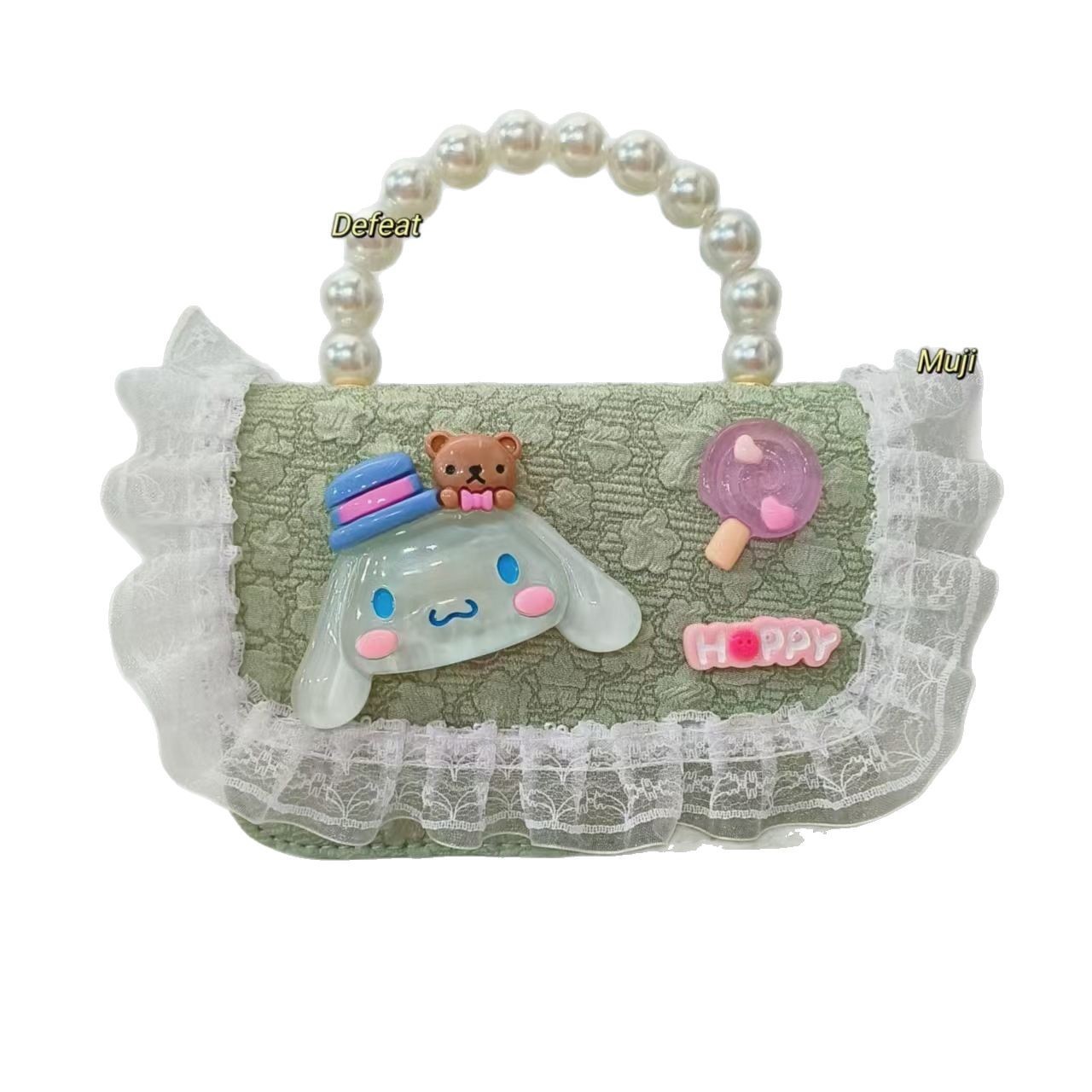 Pearl hand-held children's bag, single-shoulder crossbody bag, coin purse, princess bag, cartoon bag, Melody bag, chain small square bag Item Picture