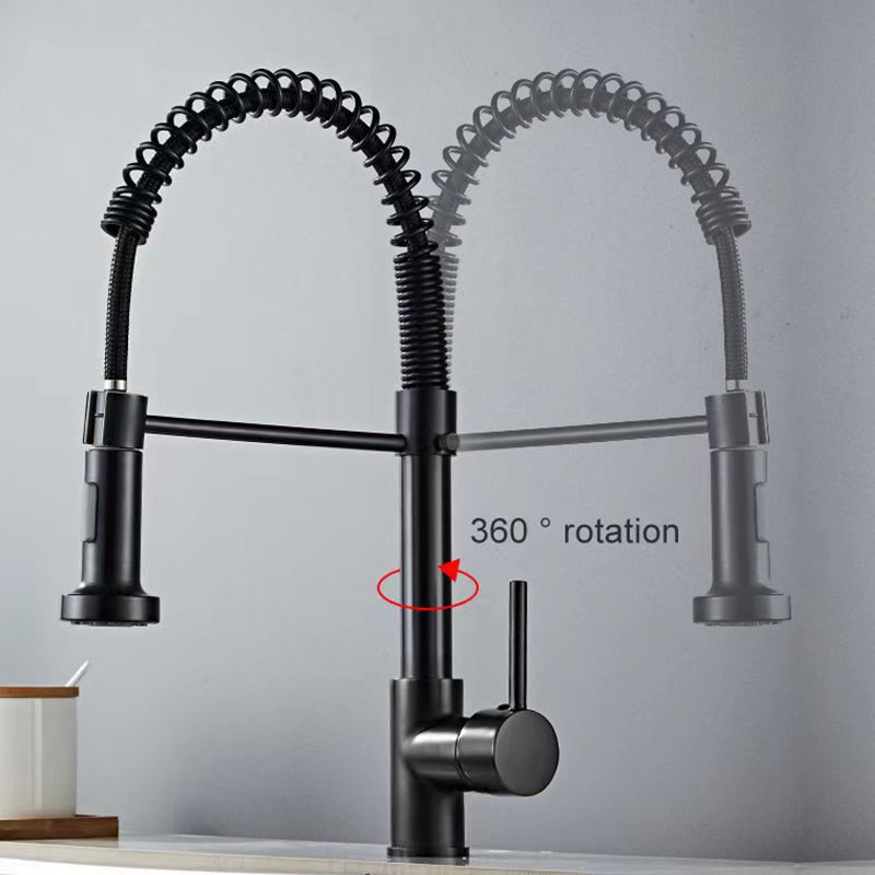 Cross-border supply of spring pull-out faucets, kitchen cold and hot multi-functional universal dual-outlet faucets for washing vegetables, sinks and faucets Application Scenario