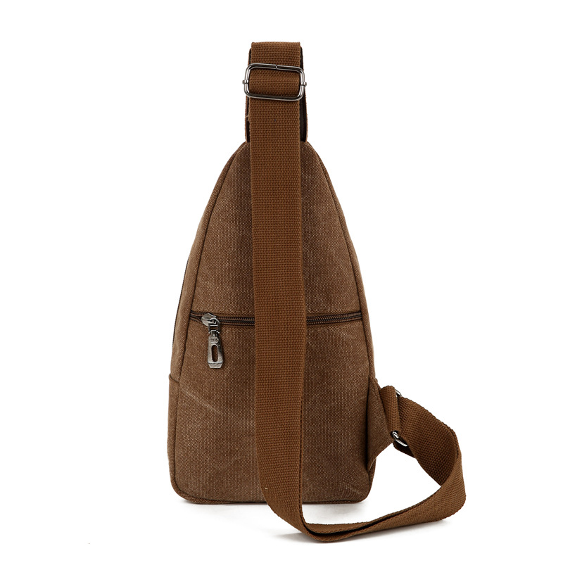 Wholesale and consignment of outdoor camping canvas convenient chest bag, solid color sewing, wear-resistant, large capacity crossbody chest bag Item Picture