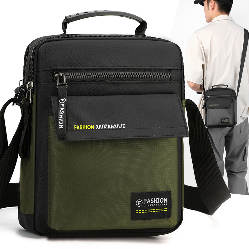 Men's large-capacity bag, nylon fabric single-shoulder bag, new business commuting crossbody bag, vertical small bag, hand-held men's bag full figure