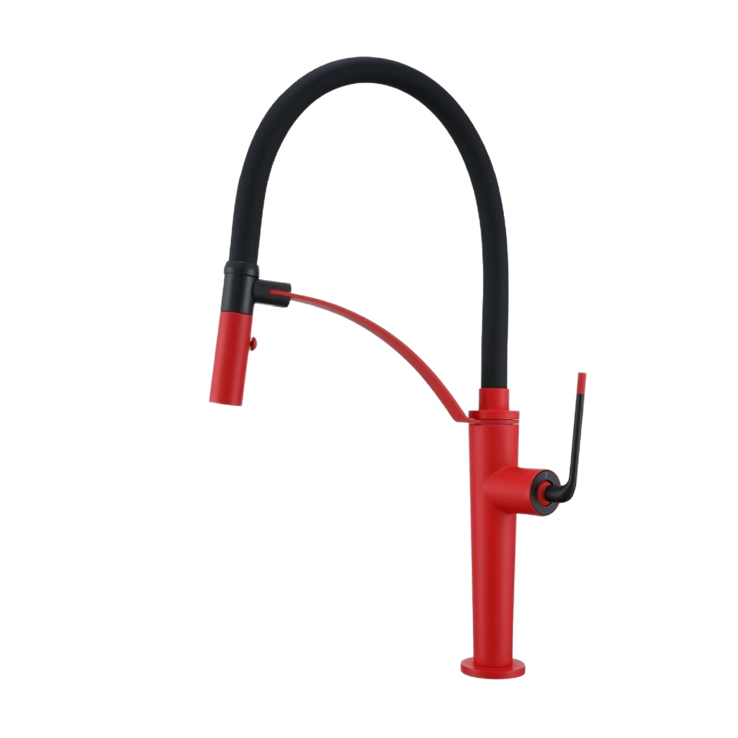 High-end pull-out kitchen faucet, SUS304 stainless steel faucet, cabinet faucet, magnetic silicone tube Item Picture
