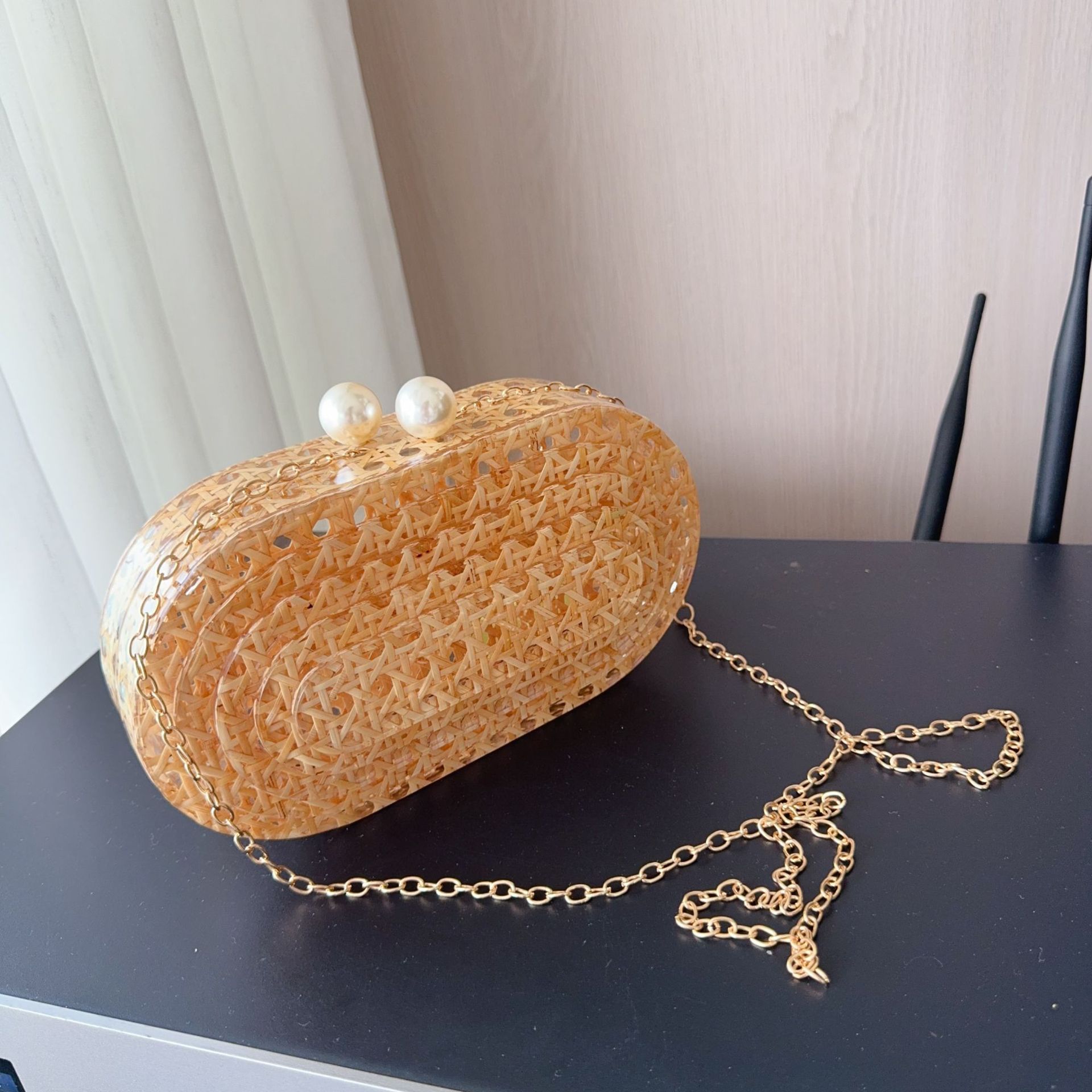 New cross-border best-selling wicker acrylic bags, dinner bags, clutch bags, single-shoulder crossbody wedding fashion women's bags Specification drawing
