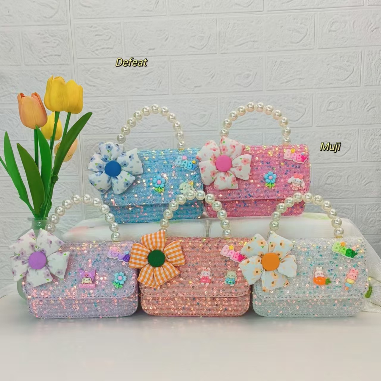 Kulomi pearl handbag, princess bag, chain bag, Flower small square bag, Little girl single-shoulder crossbody bag, accessory bag Application Scenario