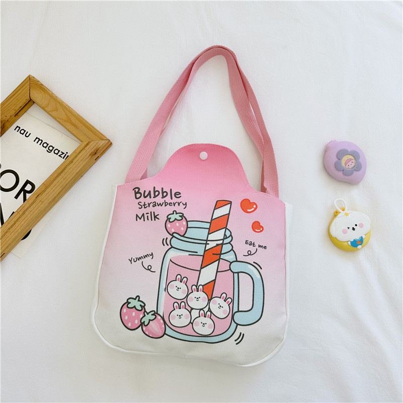 Wholesale cartoon canvas bags, female student tutorial bags, Japanese-style illustration large-capacity single-shoulder bags, cute hand-carry bags Application Scenario