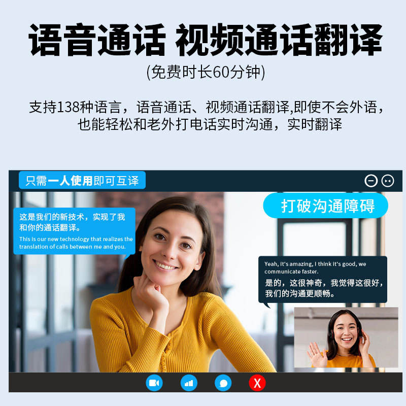 The 2025 new model Y30 translation headphones feature real-time simultaneous video call translation in multiple languages via Bluetooth, a new cross-border model Specification drawing