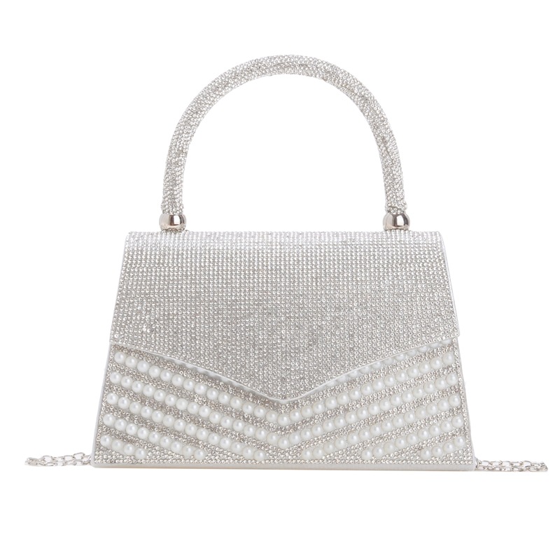 2025 Summer New fashion women's pearl evening bag, European and American water diamond pearl dinner bag, handbag, crossbody bag Item Picture