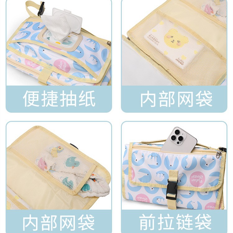 The Cross-border Mommy Bag Print Series multi-functional baby diaper pad can store portable diapers and change diaper bags Specification drawing