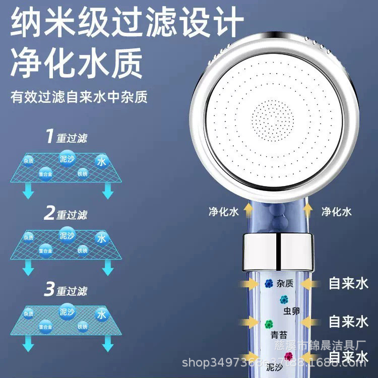 The manufacturer supplies three-level negative ion shower heads, water-saving, filtering, detachable shower heads and showerheads details Picture