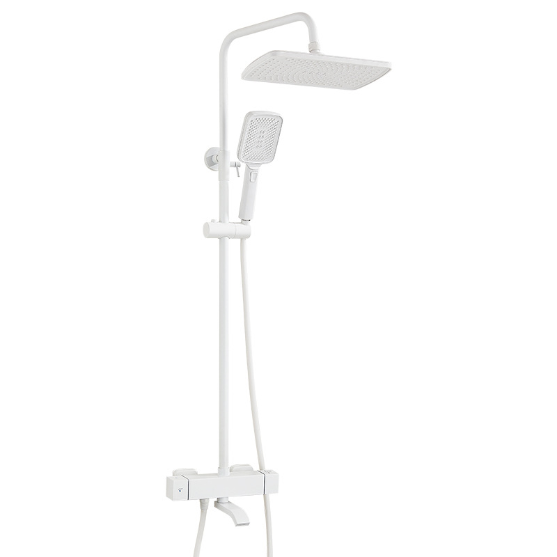 Cream-style white constant-temperature shower head, household bathroom showerhead, pressurized bath set, minimalist pressurized shower head Item Picture
