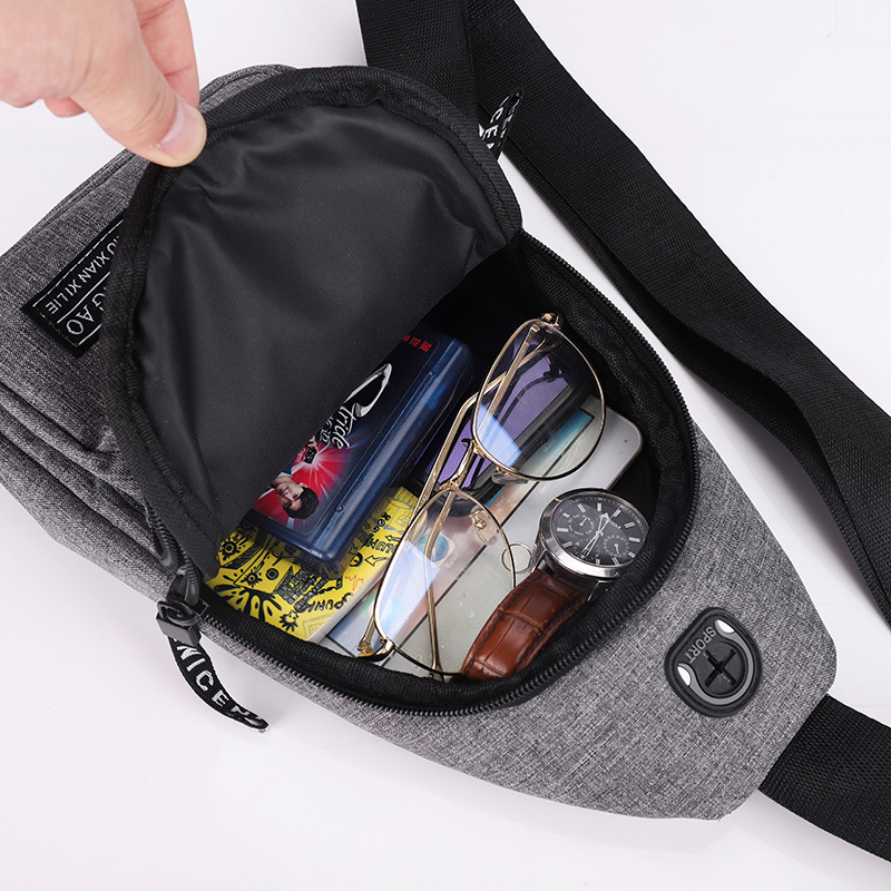 Men bag: Fashionable, convenient and casual chest bag, Oxford fabric, sporty and casual shoulder bag, short trip travel chest Specification drawing