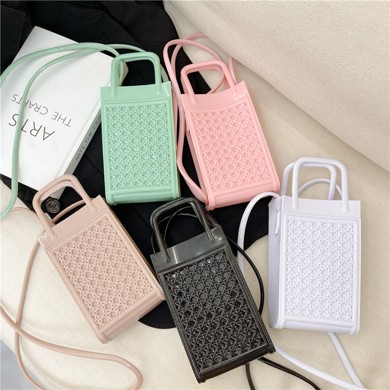 2025 Cross-border Summer Bestseller PVC woven pattern lipstick mobile phone bag Mini Fashionable and versatile single-shoulder crossbody women's bag full figure