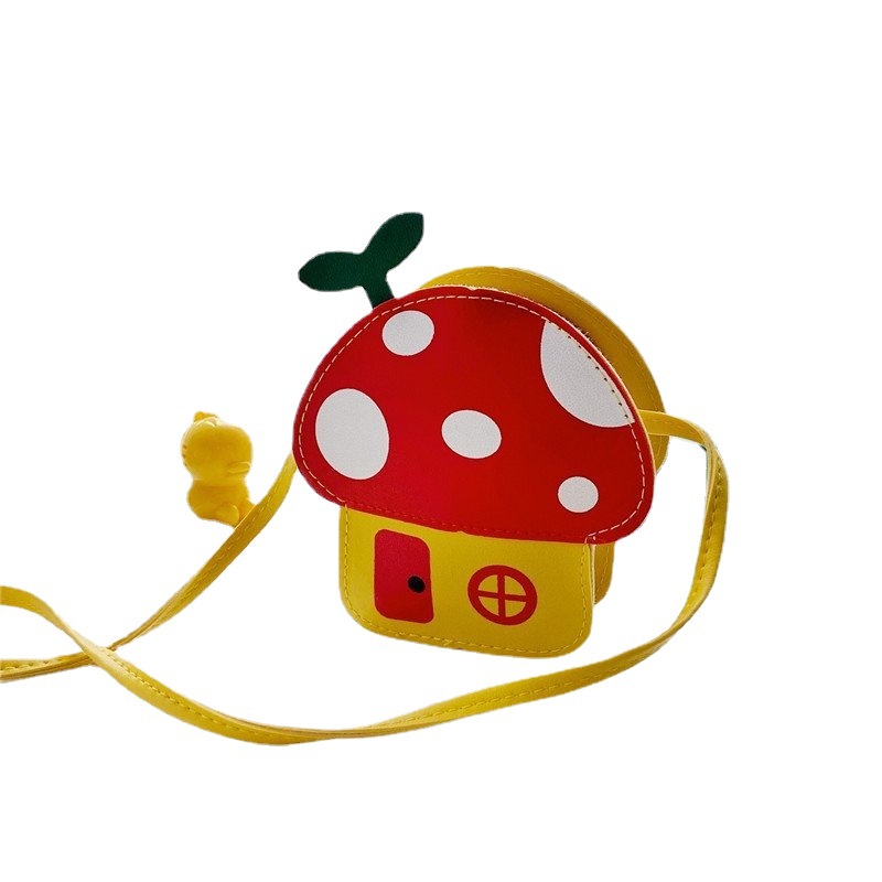 New cartoon and cute children's bag, PU single-shoulder bag, Korean-style casual crossbody bag for girls, little mushroom coin purse Item Picture