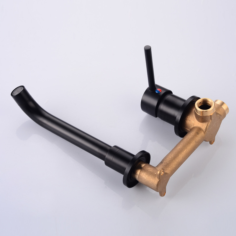 All-copper concealed washbasin faucet, wall-mounted faucet, cold and hot concealed wall-mounted faucet, black gun gray antique color Application Scenario
