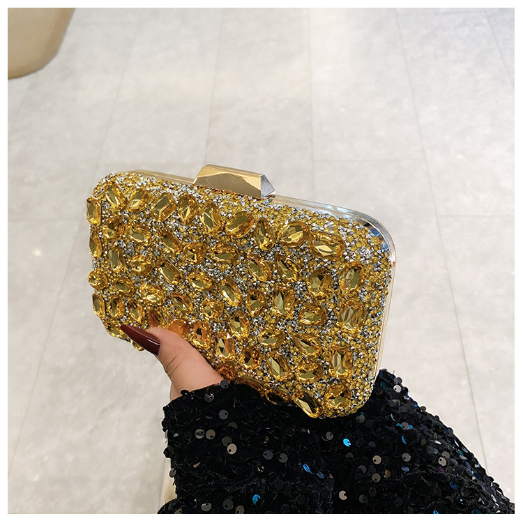 New cross-border full-diamond shiny bags, diamond-encrusted clutch bags, dinner bags, wedding banquet bags, party bags, small square bags and women's bags Specification drawing