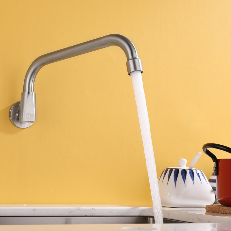A 304 stainless steel faucet for hotel kitchen stoves, which can rotate and swing, is a semi-automatic commercial faucet for restaurant chefs details Picture