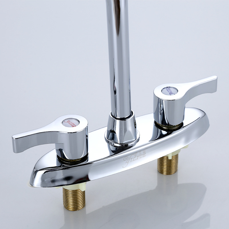 Copper washbasin, kitchen sink faucet, cold and hot double-hole countertop basin, washbasin, kitchen sink faucet, bathroom cold and hot water faucet Specification drawing