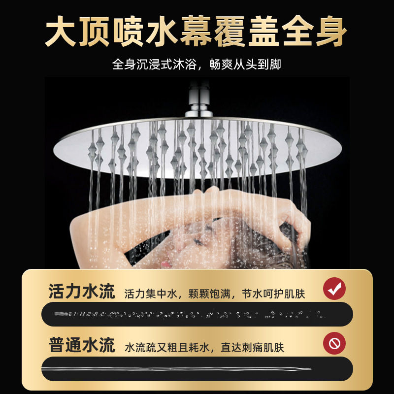 Cross-border bathroom stainless steel showerhead, shower head, rain shower roof, large water spray, bathing, pressurized showerhead details Picture