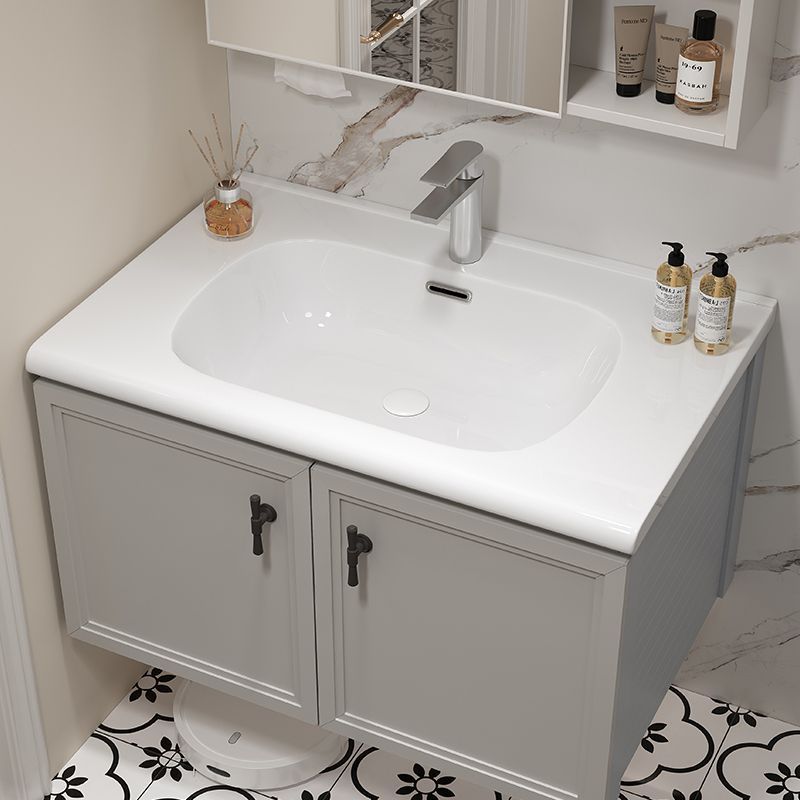 Aluminum alloy bathroom cabinet, ceramic integrated basin, bathroom washbasin cabinet set, washbasin countertop, integrated washbasin Specification drawing