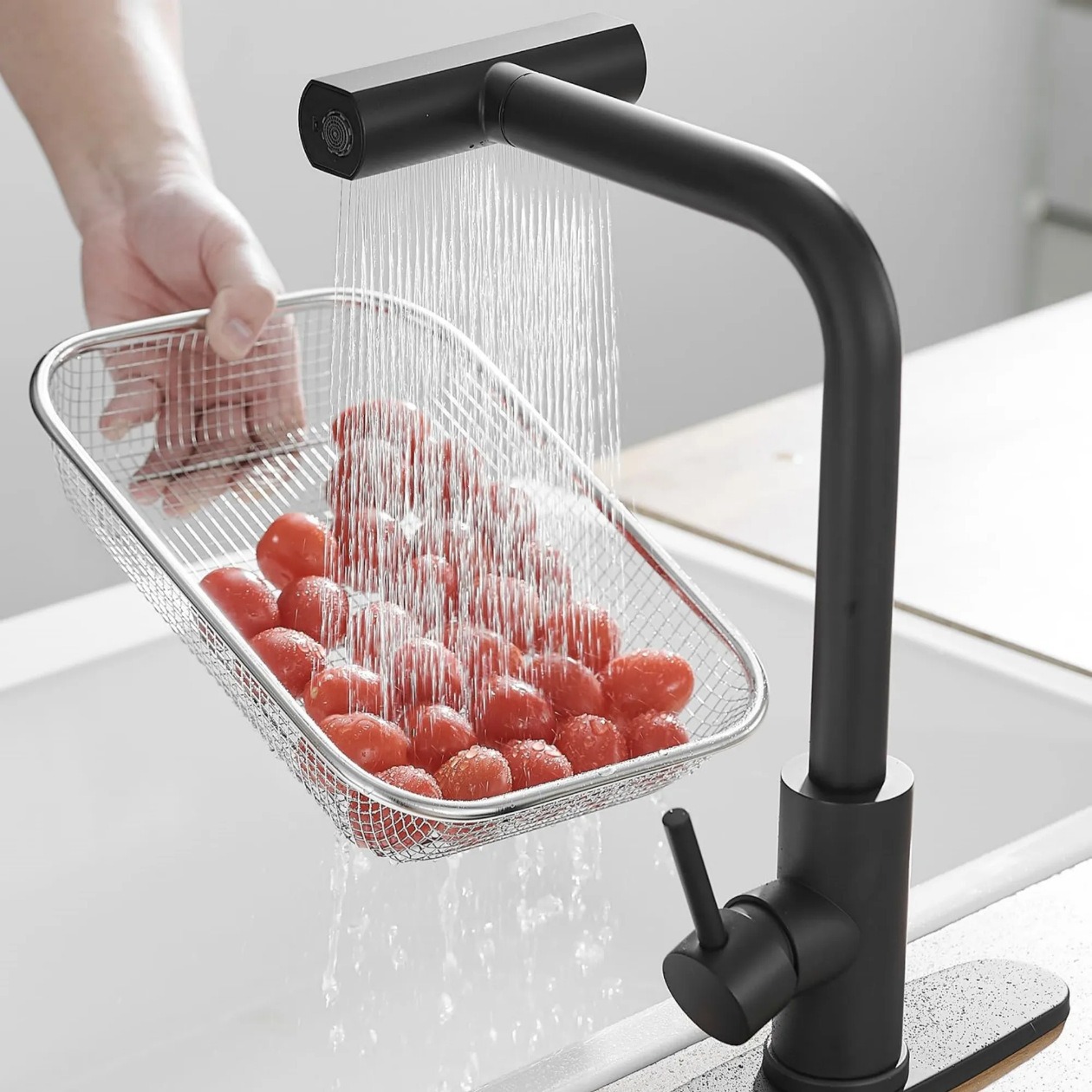 304 stainless steel pull-out kitchen faucet for foreign trade, hot and cold household sink, washing basin, sink, and rain faucet Specification drawing
