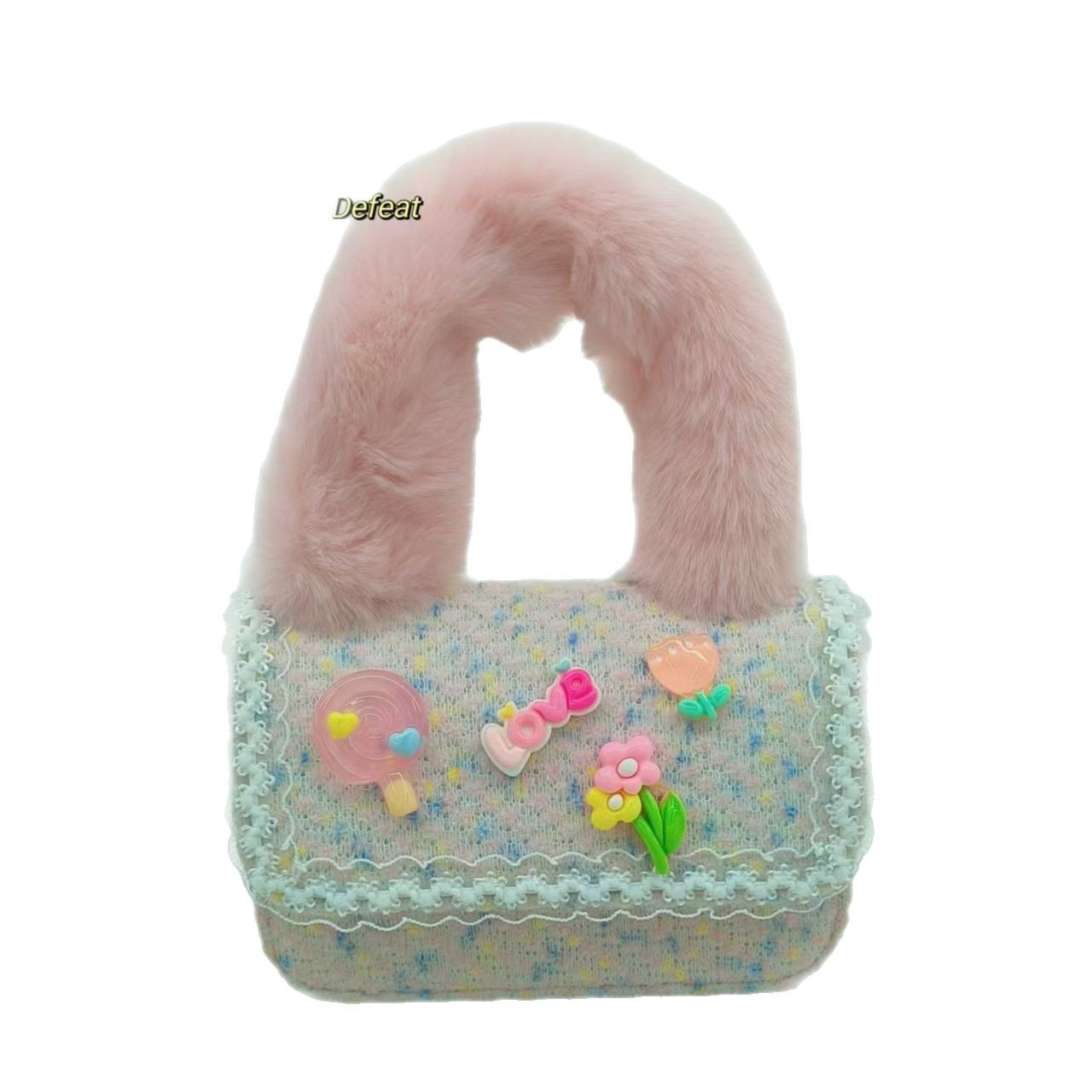 Girls' plush handbag, single-shoulder crossbody bag, little girl's coin purse, accessory bag, stylish cartoon princess children's bag Item Picture