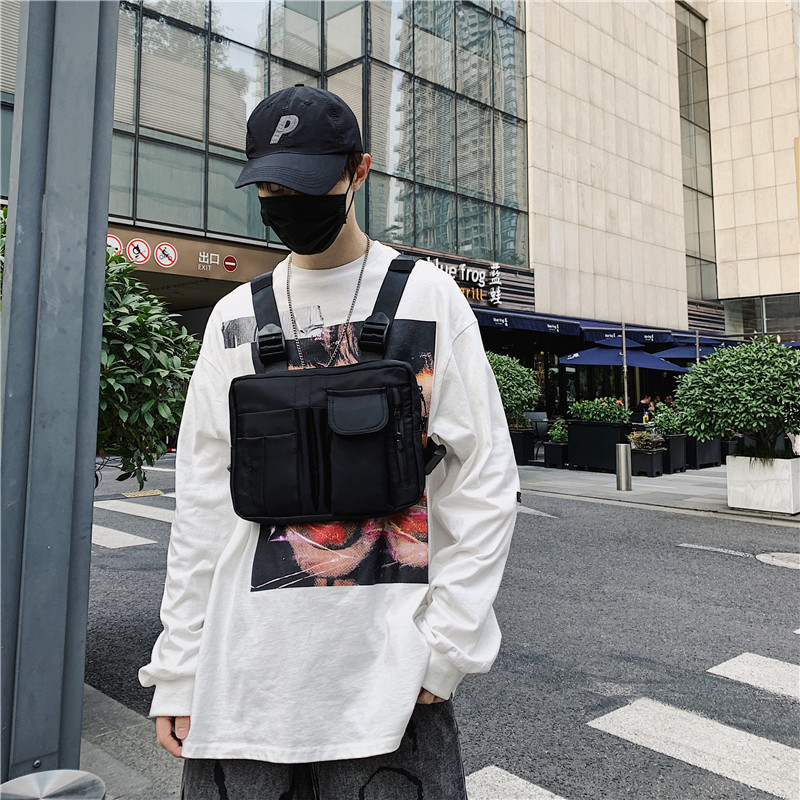 New streetwear men's and women's vest bags, hip-hop tactical functional backpacks, workwear motorcycle chest bags, Hong Kong-style crossbody bags full figure