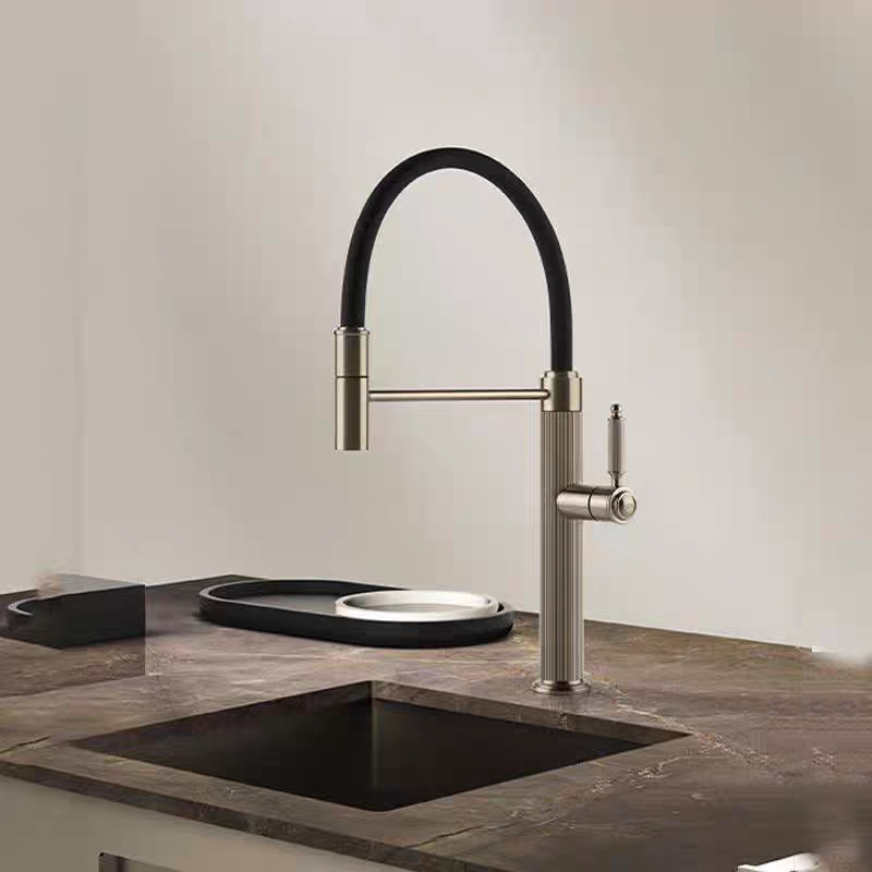 Muku Gessi's all-copper cold and hot European-style kitchen swivel universal pull-out household faucet details Picture