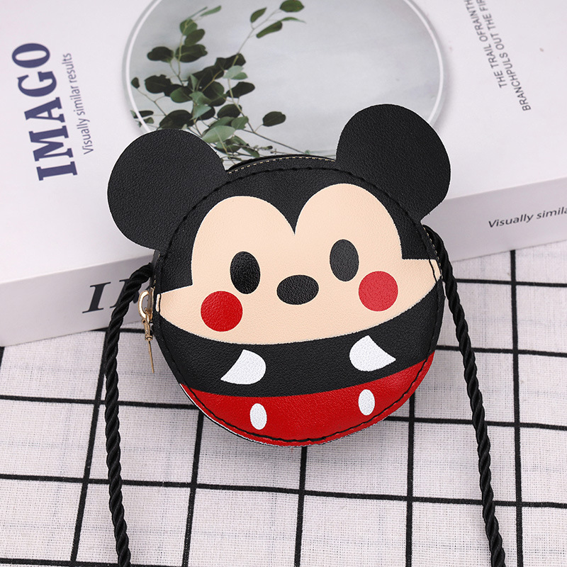 2024 New Children's bag, cute cartoon color contrast, unisex PU single-shoulder crossbody accessory, coin purse and schoolbag Specification drawing