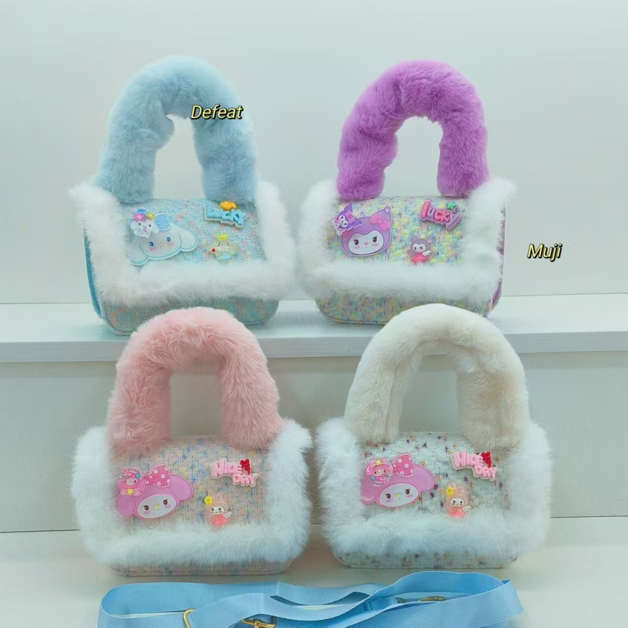 Plush handbag, Melody single-shoulder bag, crossbody bag, little girl coin purse, accessory bag, stylish princess children's bag Specification drawing