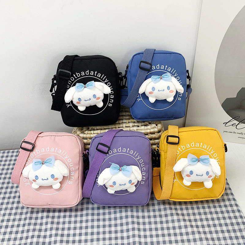 2024 New summer casual crossbody canvas small square bag, Korean style girl urban simple color contrast single-shoulder bag in Instagram full figure