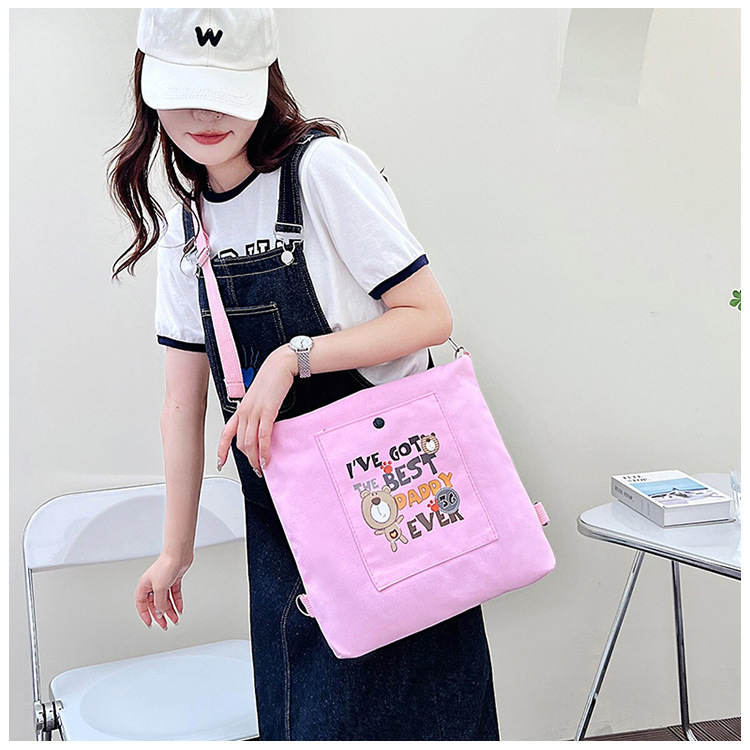 Korean dual-purpose girl crossbody bag 2024 new style in stock, college style letter canvas bag, Harajuku style single-shoulder bag for girls Application Scenario