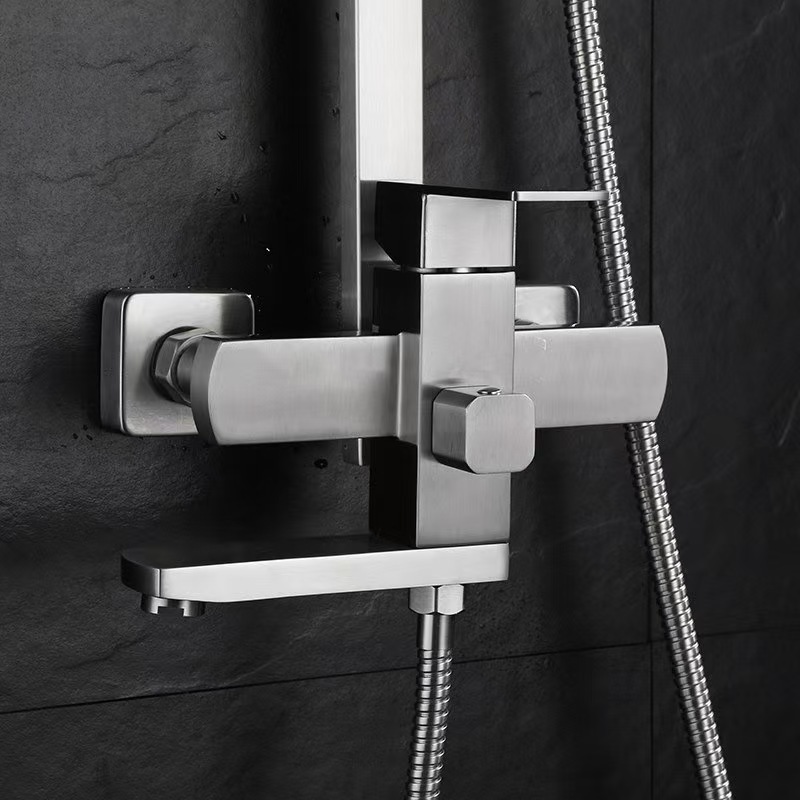 Kaiping's best-selling 304 stainless steel square shower head, cold and hot portable lifting top shower head set Application Scenario