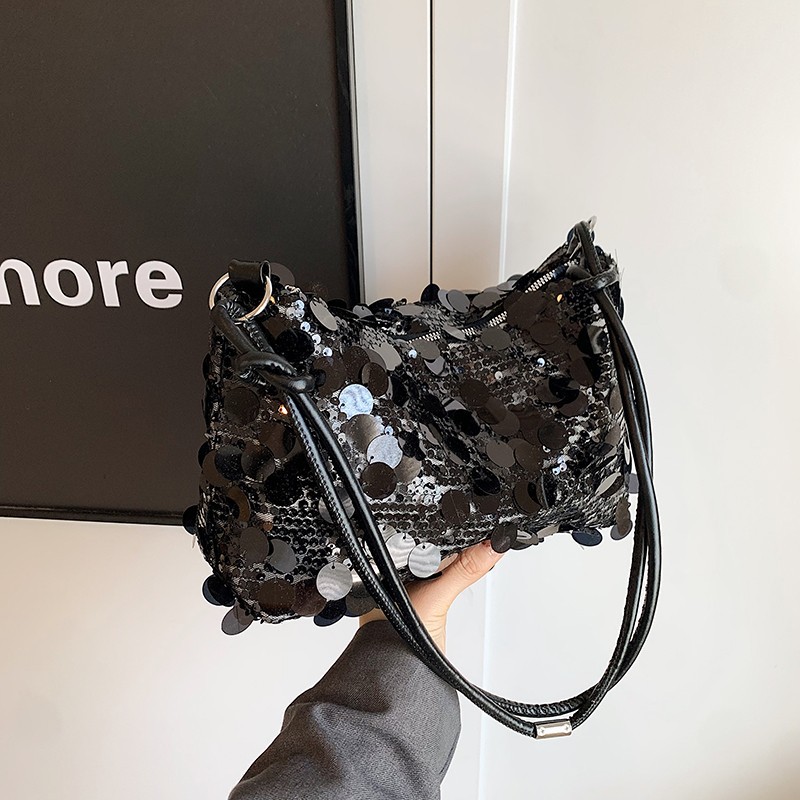 Niche design underarm bag 2024 new summer fashion sequined single-shoulder crossbody bag, stylish fashion bag cross-border full figure