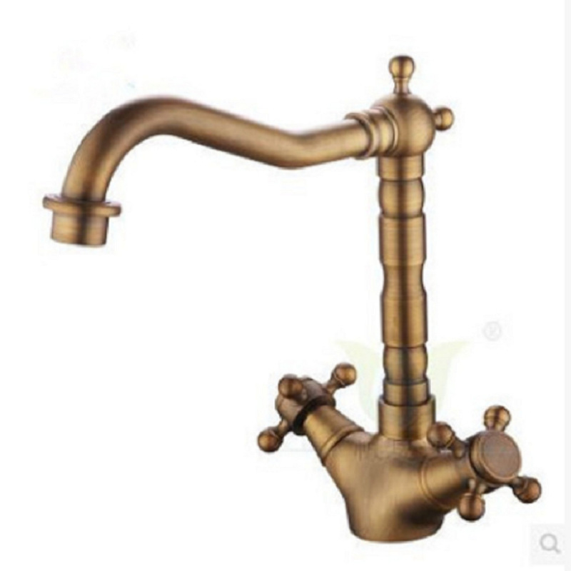 Manufacturer's cross-border stock wholesale of antique faucets, all-copper European retro dish basin faucets, and kitchen mixed faucets details Picture
