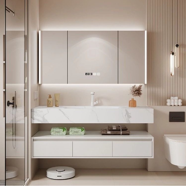 Modern and simple hot-bent integrated bathroom cabinet, bathroom cabinet, washbasin, washbasin and bathroom basin cabinet can be processed Item Picture