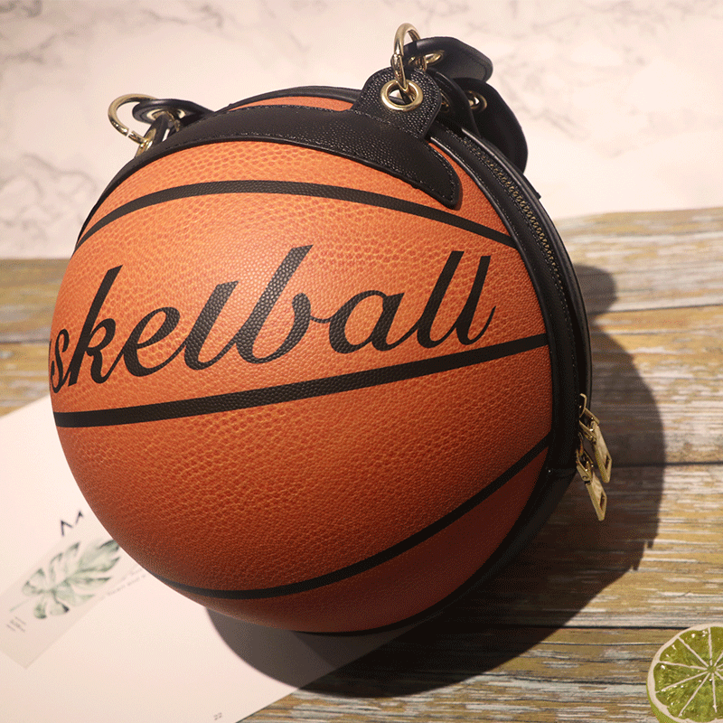 The new round, personalized, painted and graffiti basketball bag with chain and small round bag from Europe and America cross-border for women in 2025 is trendy details Picture