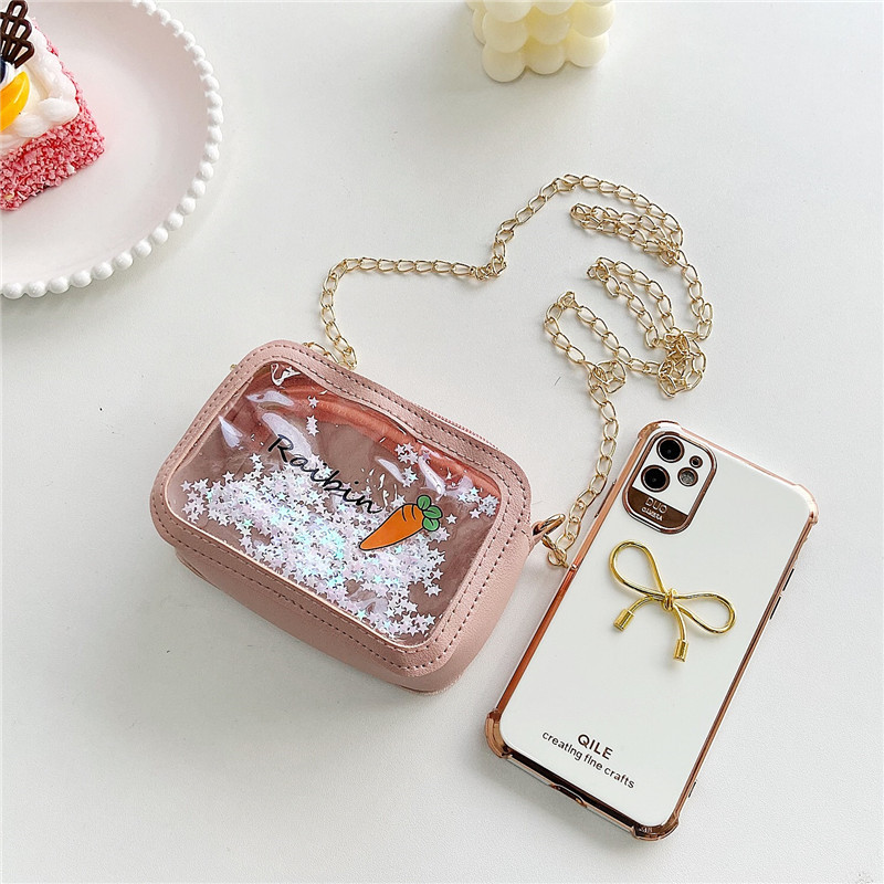 Children's Bag 2021 Summer New Style, cute baby transparent sand small square bag, chain single-shoulder crossbody bag, coin purse Application Scenario
