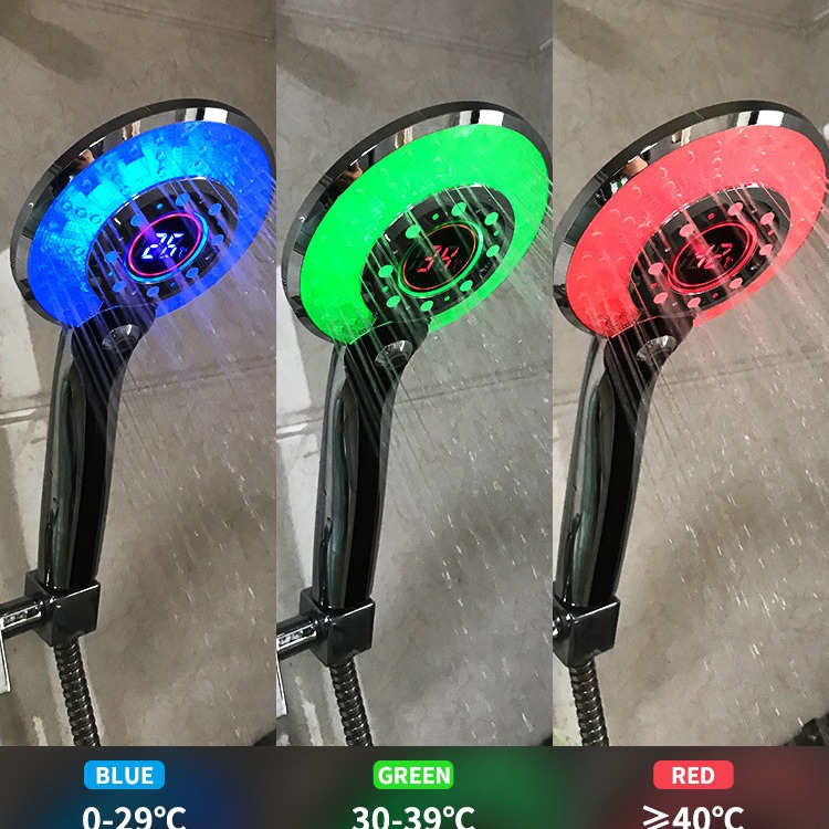 Cross-border LED digital temperature control Celsius Fahrenheit showerhead led temperature display showerhead full figure