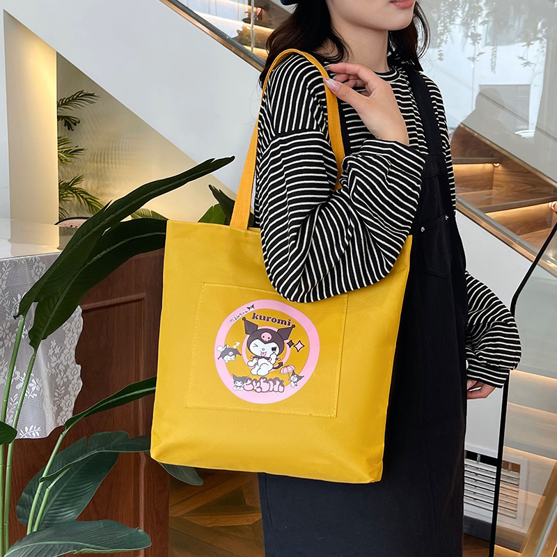 2025 New Tote bag, cute canvas bag, student single-shoulder, new cartoon print, large capacity details Picture