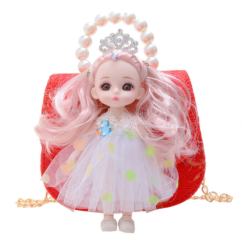 New Korean-style children's princess bag, doll crossbody bag, cute little girl baby single-shoulder pearl handbag Item Picture