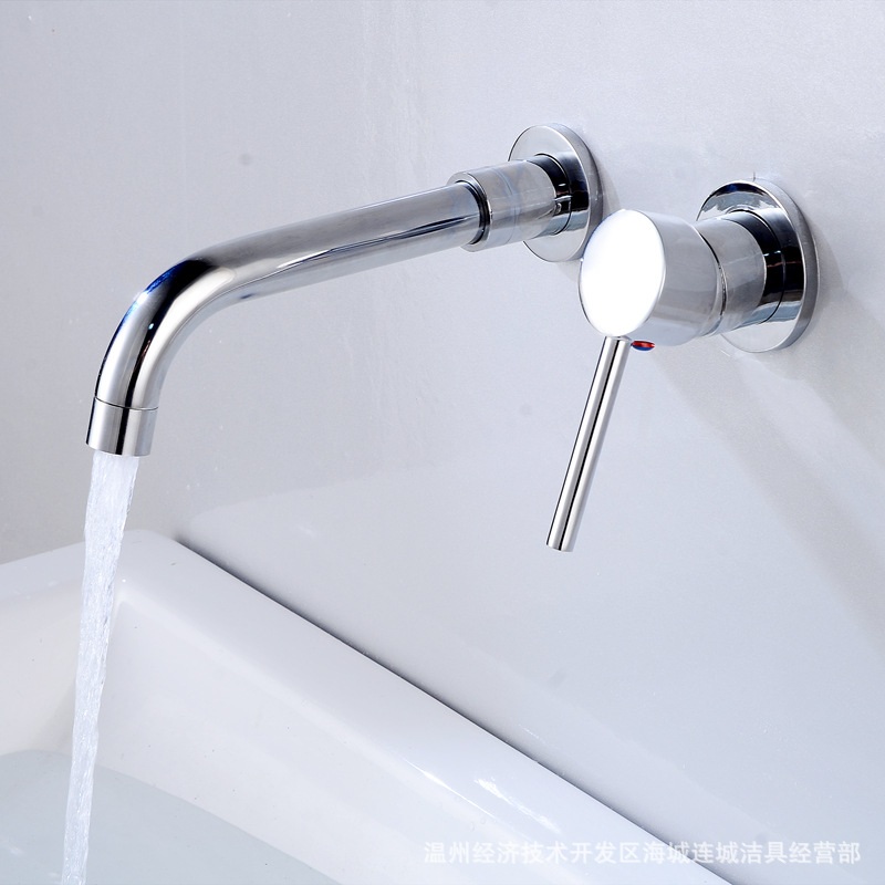 All-copper body mixing valve, concealed cold and hot washbasin faucet, wall-mounted washbasin faucet, Amazon export Specification drawing