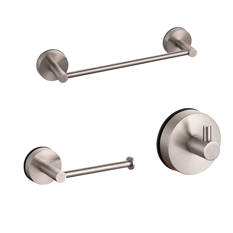 Factory direct sales of towel racks, simple 304 stainless steel four-piece set, no need for drilling suction cups, base hooks, towel rods Item Picture
