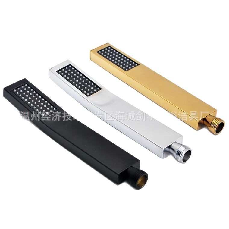 Copper square pressurized hand-held showerhead, straight bar stainless steel hand-held showerhead, single-head shower showerhead, cross-border Item Picture
