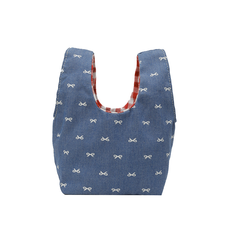 Denim canvas double-sided tote bag 2025 summer Korean-style casual and versatile makeup bag commuter handbag is selling well Item Picture