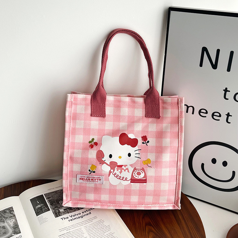 Cute cartoon cat canvas bag 2025 new style large-capacity simple and convenient tote bag with fashionable printing full figure
